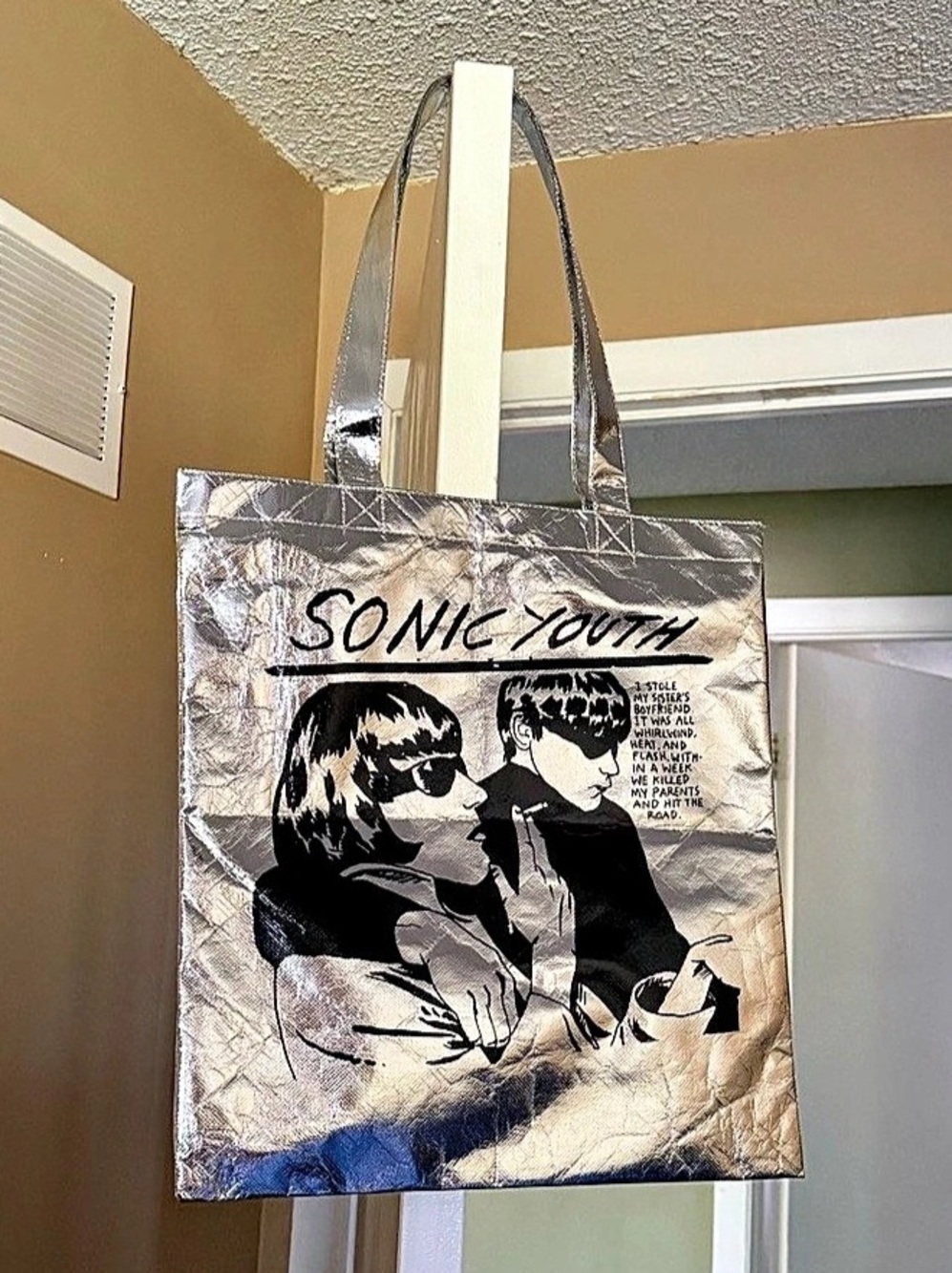 Sonic Youth Goo Silver Tote Bag Silver & Black